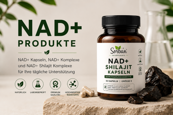 NAD+ Produkte von Sorban – NAD+ Kapseln, NAD+ Komplexe und NAD+ Shilajit Produkte
