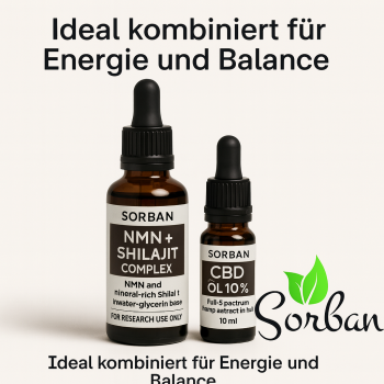 Sorban VitalDuo – NMN + Shilajit 100ml & CBD 10 % 10ml