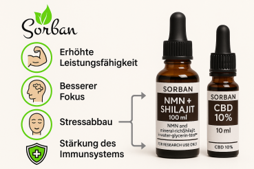 Sorban VitalDuo – NMN + Shilajit 100ml & CBD 10 % 10ml