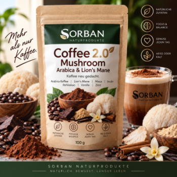 SORBAN Coffee 2.0 Mushroom – Arabica & Lion's Mane 100 g