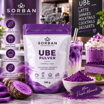 SORBAN UBE Pulver 100 g – Purple Yam Pulver für Drinks, Desserts und Backwaren