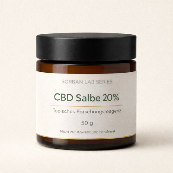 CBD Salbe 20 Prozent Topisches Forschungsreagenz 50g Braunglas Tiegel