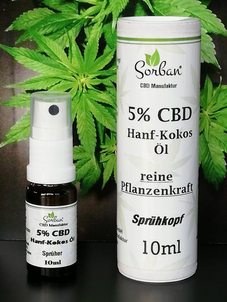 5% CBD Hanf-Kokos-Öl,  10ml Sprüher