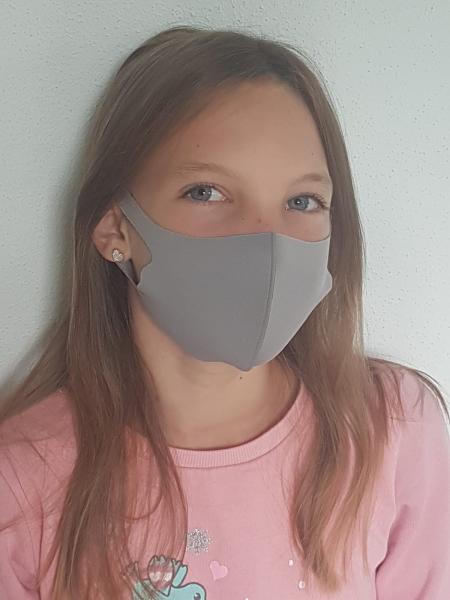 Atmungsaktive Komfort Maske für Kinder, grau