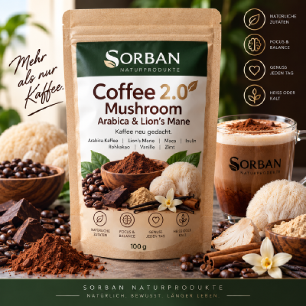 SORBAN Coffee 2.0 Mushroom – Arabica & Lion's Mane 100 g