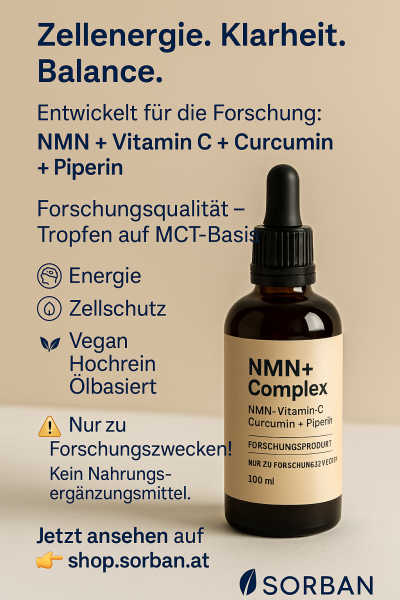 NMN+ Complex Tropfen – NMN + Vitamin C + Curcumin + Piperin (nur für Forschungszwecke)