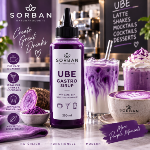 SORBAN UBE Gastro Sirup 250 ml für UBE Latte, Drinks und Mocktails
